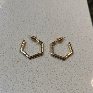 Gold Color Hexagon Hoop Earrings